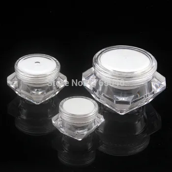 

10g/ml Acrylic Diamond Cream Jar Plastic Cosmetic Container Eye cream empty cosmetic cream jarSmall sample bottle 100pcs/lot
