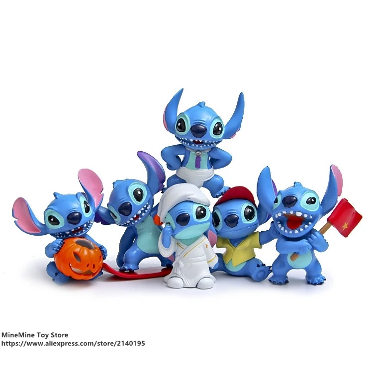 DISNEY Lilo &amp Stitch 6 шт./компл. см фигурка осанки коллекция украшений аниме игрушка