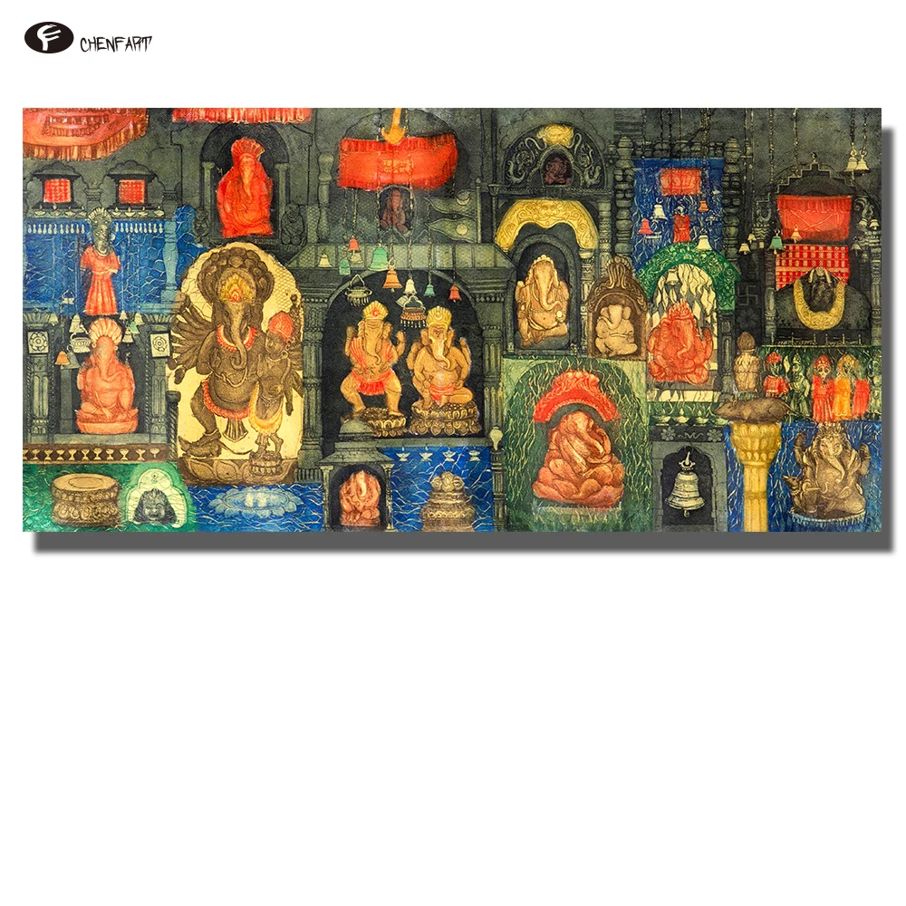 

CHENFART Buddha Wall Art Ganesha Series Traditional Form of the God Wall Pictures for Living Room no Frame