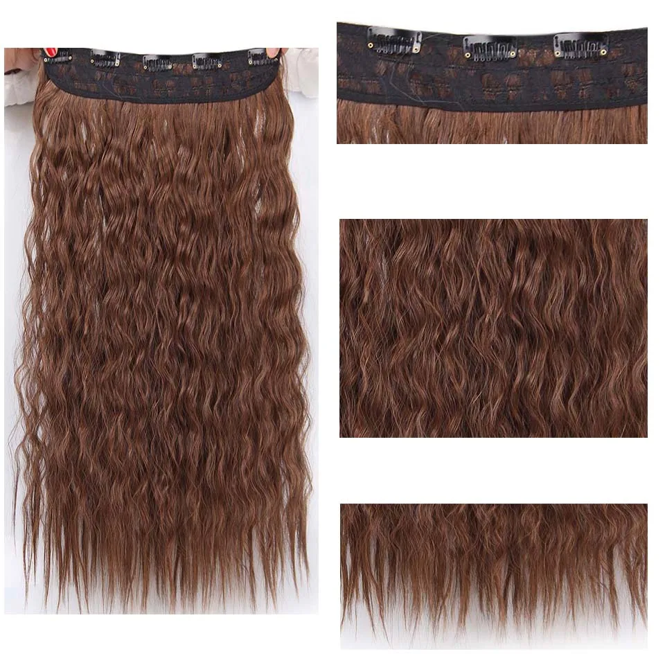 AISI BEAUTY Synthetic Clip In Hair Extensions Hair Piece 110G Water Wave One Clip In False Styling Hair 3/4 full Heat Resistant