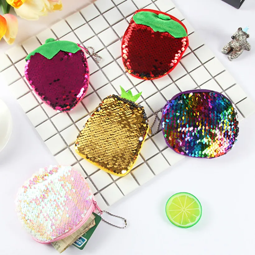 

Evening Clutch BAG Sequin Wallet For Change Credit Card Creative Simulation Fruit Purse Mini Bags Id Card Holder Gifts For Girls