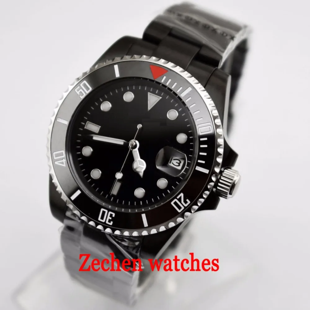 

Bliger40mm automatic mechanical watch men's stainless steel black mechanical watch fashion business calendar watch