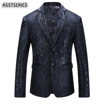 

Asstseries Blazers Men New Arrival Velvet Printed Single Breasted Prom Blazers Plus Size 4XL 5XL Fashion Casual Men's Blazers