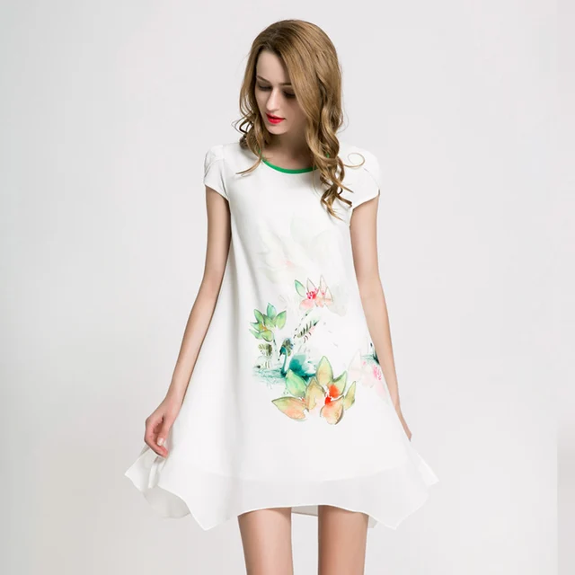 New Chiffon Dresses Simple And Stylish European American Hand New Chiffon Dresses Simple And Stylish European American Hand Painted Temperamental Loose Casual