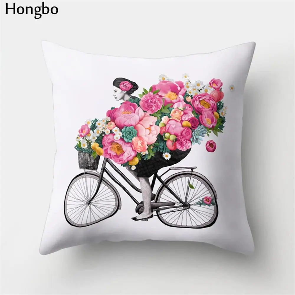 Hongbo 1 шт. мультяшная велосипедная Подушка с принтом, чехол для кровати, поясная подушка для кафе, чехол для автомобиля, дивана, домашний декор - Цвет: 7