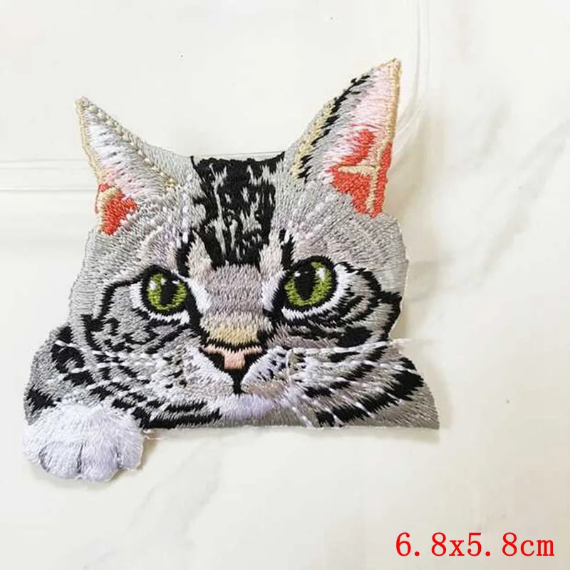 Pulaqi кошка 3D вышивка нашивки Одежда Ткань наклейки гладить на одежда с карманами украшения шитье на аппликация для джинсов H