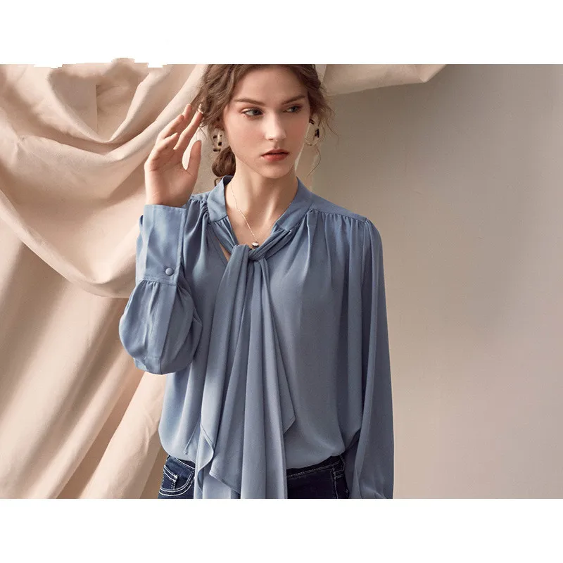 Long Sleeve Shirts Blouse Women Stand Collar Tops Female Elegant Casual Loose Tops And Blouses Fashion Clothes 2019 Spring Blusa Long Sleeve Shirts Blouse Women Stand Collar Tops Female Elegant Casual Loose Tops And Blouses Fashion Clothes 2019 Spring Blusa