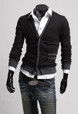 Zogaa мужской кардиган, свитер для мальчиков трикотажные Повседневное простой дизайн свитера мужской с длинным рукавом ложный карман