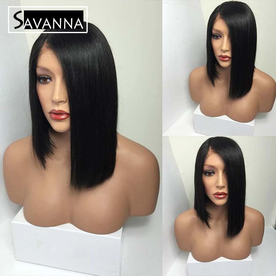 

7A Grade 150 Density Human Hair Bob Wigs Silky Straight Short Full Lace Human Hair Wigs For Black Women Glueless Lace Front Wig