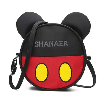 

Women Shoulder Bag Mickey Big Ears Bow Female Mini Single shoulder slant bag children Leather Handbags Bolsa Feminina