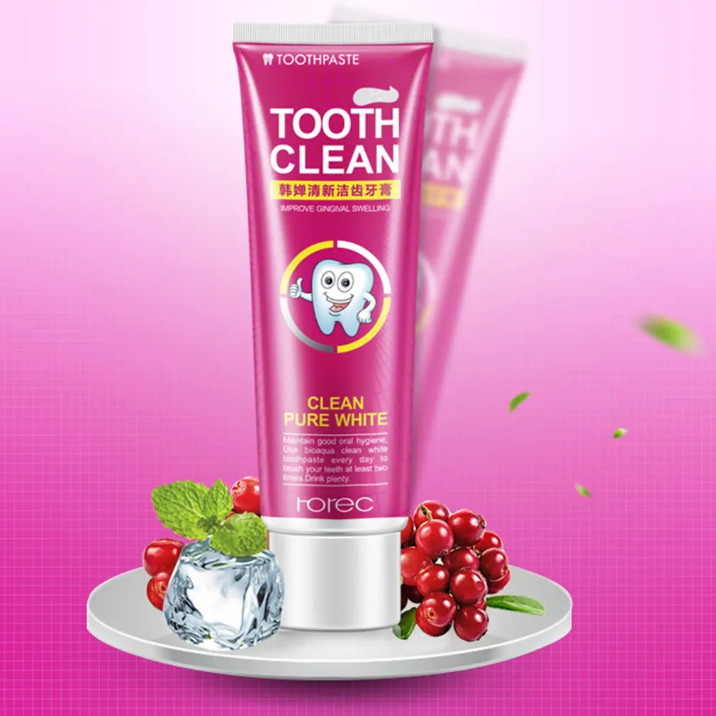 

Horec Cranberry Mint Fresh Toothpaste Reduce Gingivitis Clean Dental wihtening Remove Stains Halitosis Plaque