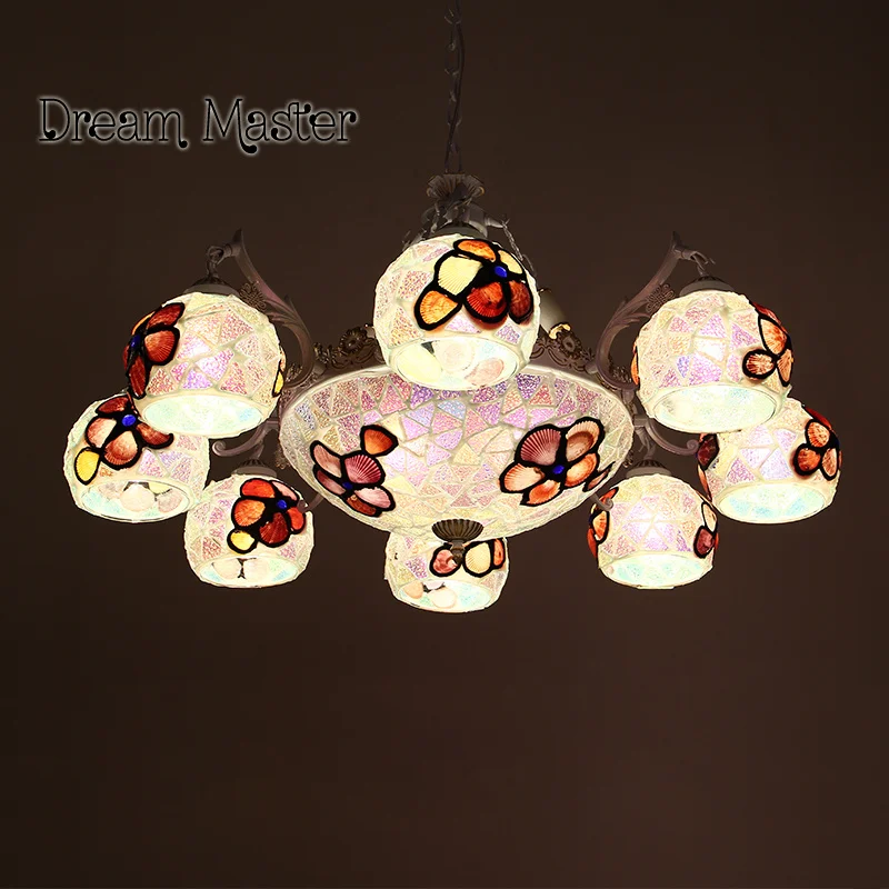 Continental Mediterranean living room chandelier natural shell lamp bedroom dining room atmosphere Creative Art Chandelier