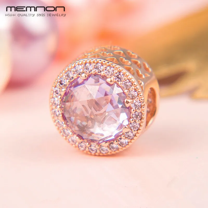 

Memnon 2018 mother's day gift rose Lavender Radiant Hearts charms fit 925 Sterling Silver bead Bracelets Women DIY fine jewelry