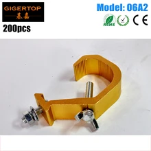 200 шт. Алюминий свет этапа Зажимы крюк для свет и перемещение головы свет максимальная нагрузка 30 кг подходит 40-60 мм Выхлопные трубы для автомобиля желтый Цвет