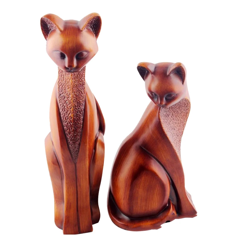 Европейский стиль, парные деревянные фигурки для любителей кошек, изделия из смолы, Офисная модель милых кошек, статуэтка, аксессуары для украшения дома, игрушки, подарки