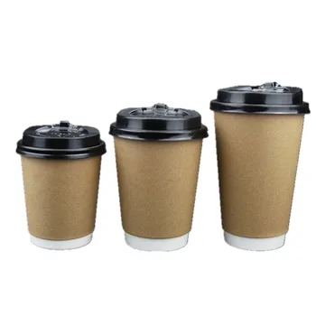 

50Pcs Disposable Coffee Cup Double Layer Paper Cups Drinking Cup with Lids Christmas Party Bar Supplies Accesoires