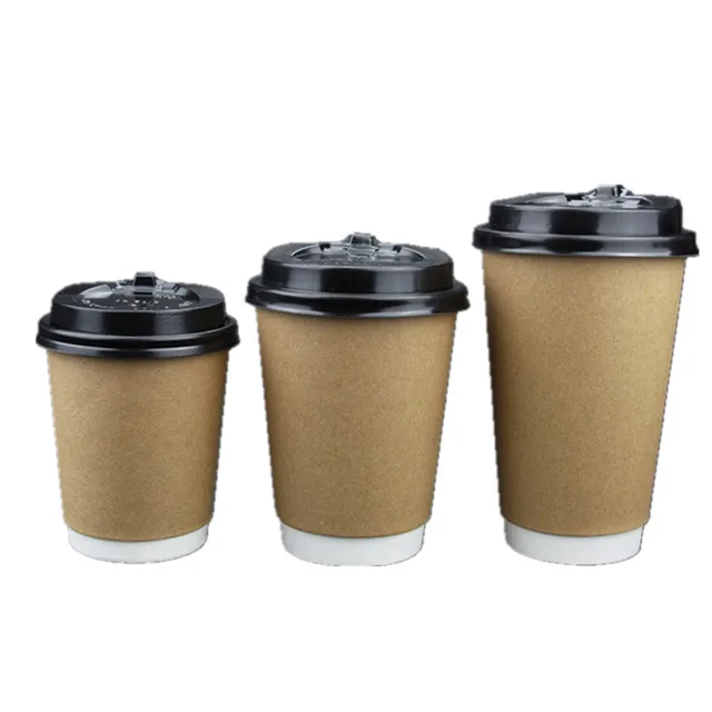50Pcs Disposable Coffee Cup Double Layer Paper Cups Drinking Cup with