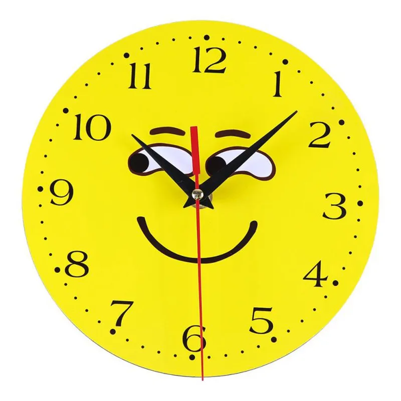 Cute emoji Wood Wall Clock Creative Style Non Ticking Silent Antique Wood Wall Clock Watch For