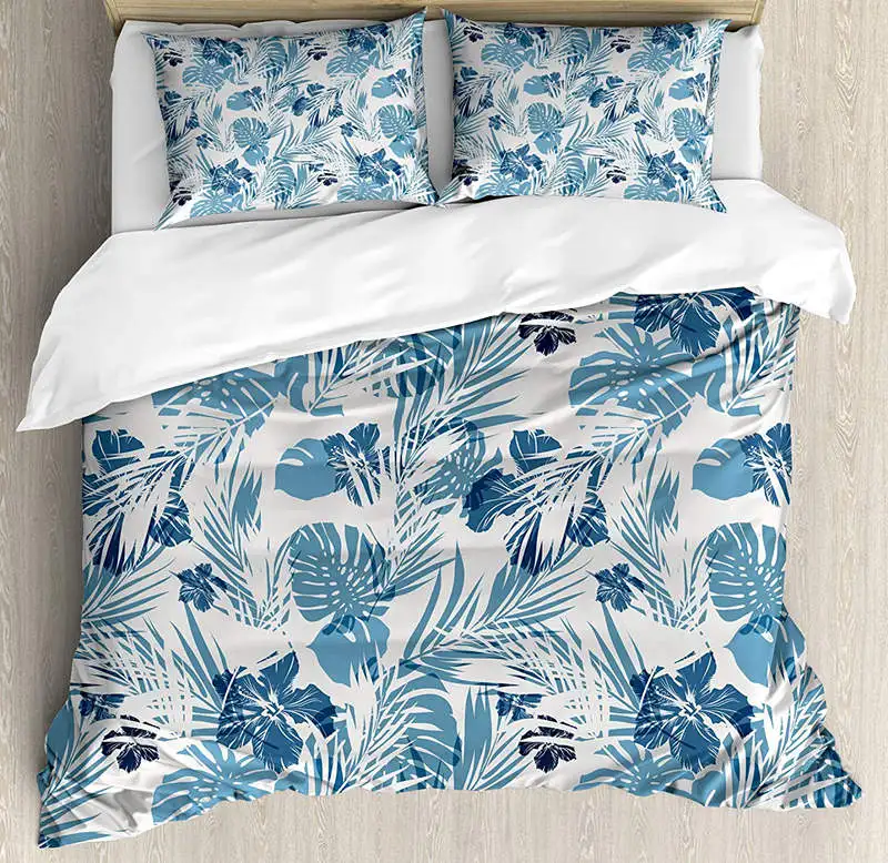 Leaf Duvet Cover Set King Size Island Ocean Beach Sea Inspired