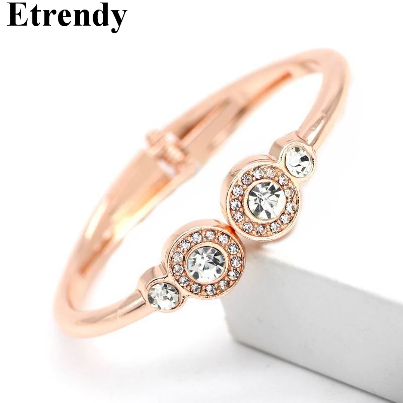 

Crystal Round Cuff Bracelets & Bangles For Women Rose Gold/Silver Color Delicate Fashion Jewelry Bracelet Christmas Gift