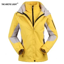 Женская лыжная куртка с искусственным мехом и светильник, женская спортивная куртка на открытом воздухе, теплый водонепроницаемый костюм 2 в 1, Женская лыжная одежда, пальто