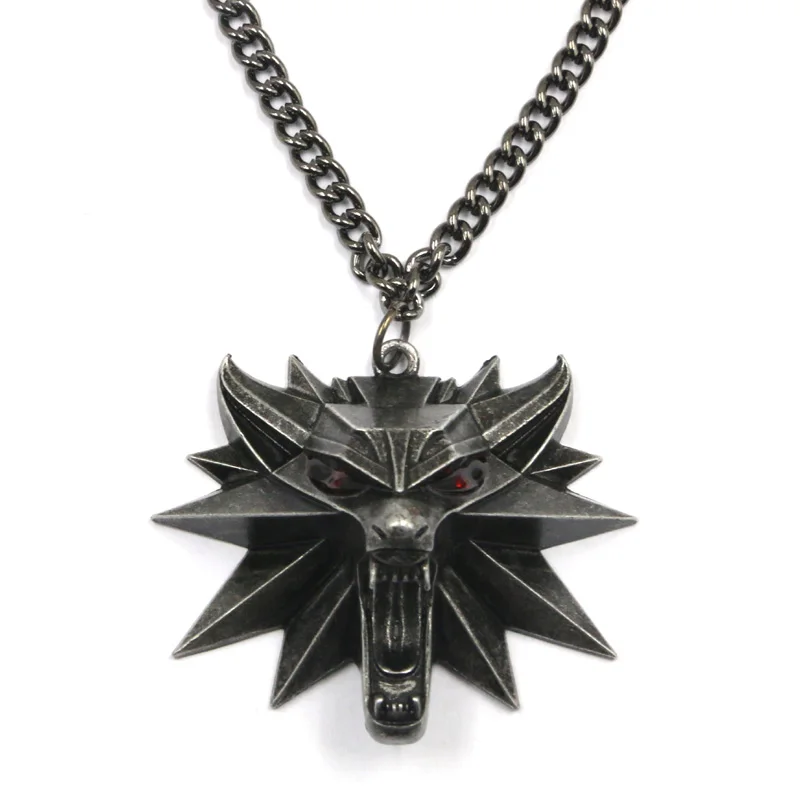 

New Wizard wolf head witcher chains pendant necklace the witcher 3 medallion wild hunt pendant necklace EL001