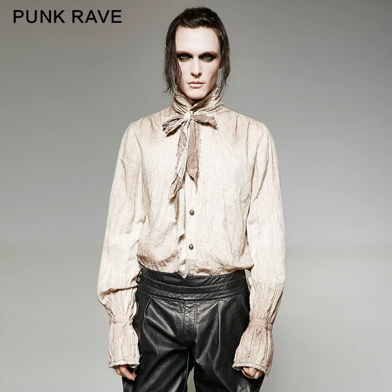 

Punk Rave Mens Gothic Shirt Visual Kei Retro Steampunk Shirt Party Evening Stage Performance Mens Shirt Two Color Choice