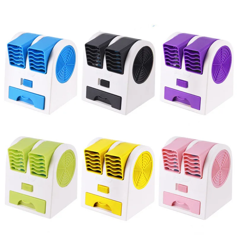 

Mini USB Small Fan Cooling Portable Desktop Dual Bladeless Air Conditioner