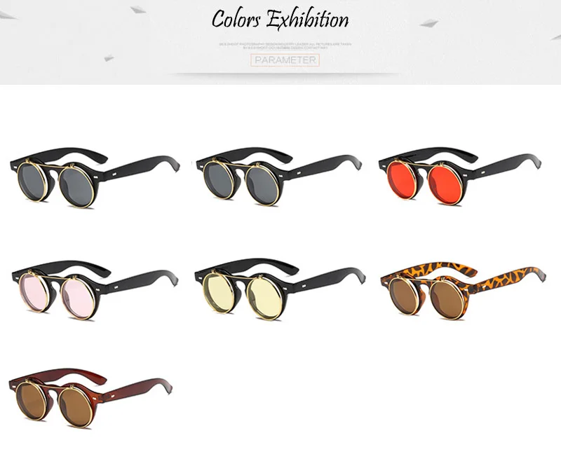SHAUNA, классические, складные, в стиле панк, женские, круглые солнцезащитные очки, Ретро стиль, стимпанк, мужские, красные, тонированные/прозрачные линзы, оттенки, UV400