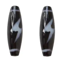 Амулет молния пять глаз класса AAA агат натуральный Тибетский дзи бусины овальный 13x38mm отверстие: Приблизительно 2mm