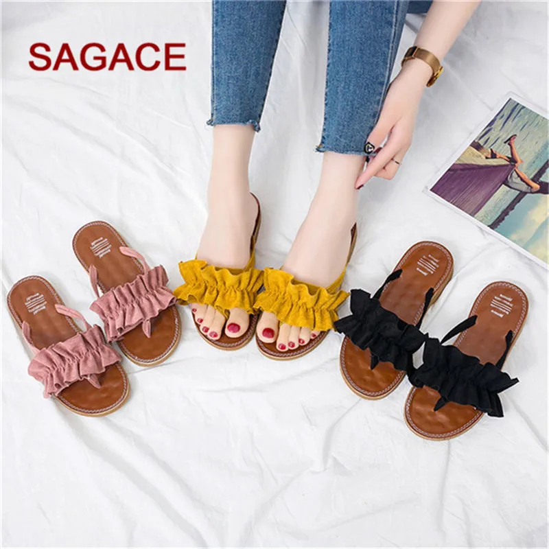 

New Slippers Women Summer Bow Summer Sandals Slipper Indoor Outdoor Flip-flops Beach Shoes Female Fashion Shoes Sandalia