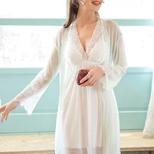 Комплект пижам кружевная ночная рубашка трусы сексуальные банные халаты одежда для невесты набор кружевная ночная рубашка Свадебный пеньюар халат наборы для ухода за кожей