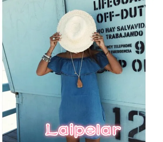 Women dress New Fashion Designer Loose Slash neck Jeans Dresses Summer Casual Sleeveless ladies elegant Denim Dresses Women dress New Fashion Designer Loose Slash neck Jeans Dresses Summer Casual Sleeveless ladies elegant Denim Dresses