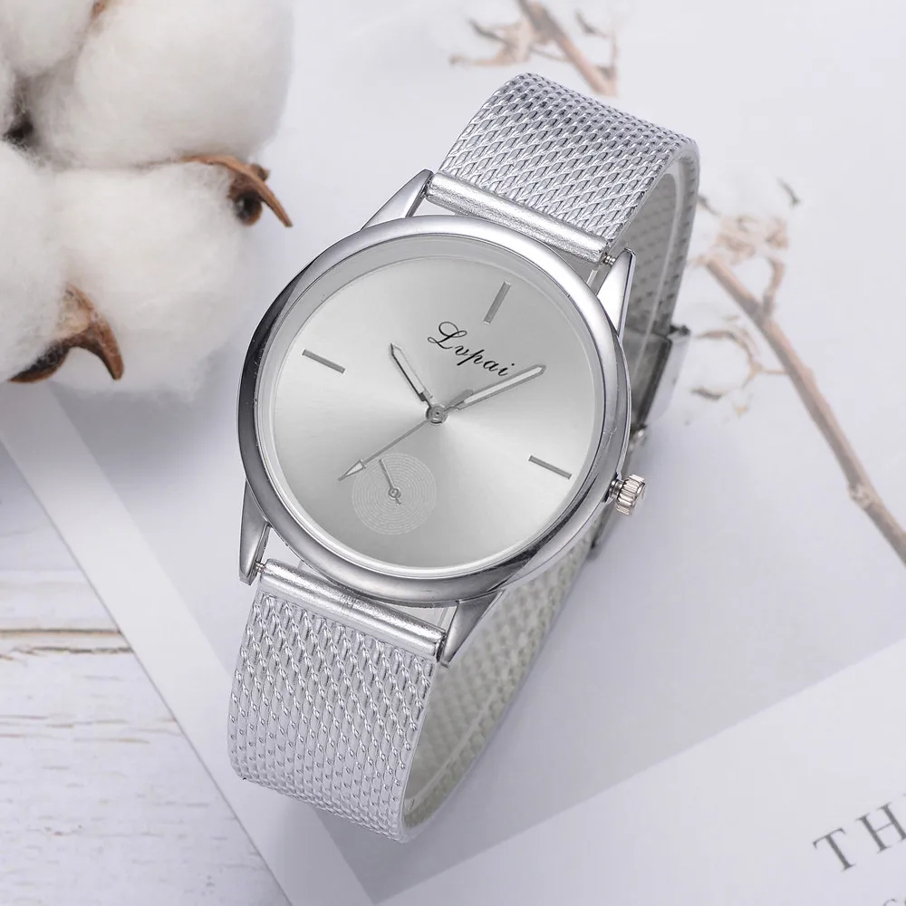 

Women Watches Top Brand Luxury Quartz Movement Stainless Steel Sliver round Dial Silicone strap Wristwatches reloj mujer LD