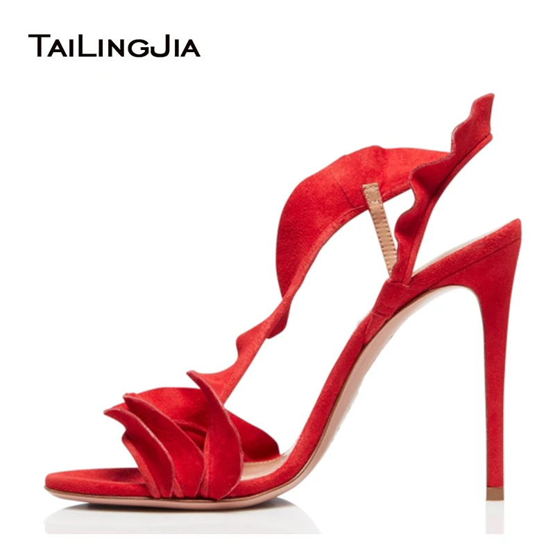 2019 Fashion Red Ruffle Sandal Woman 