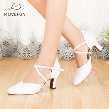 Новые женские свадебные белые танцевальные туфли с закрытым носком; женские туфли высокого качества для сальсы, Танго, бальных танцев, латинских танцев; женские туфли на каблуках 5, 6, 7, 8 см