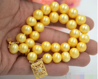 

>>>>>>2row 8" ROUND GOLEDN Freshwater cultured PEARL BRACELET