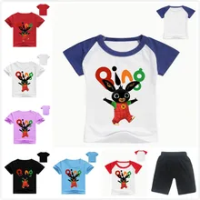Повседневные детские Забавные футболки с рисунком кролика/кролика из мультфильма, милые футболки для мальчиков и девочек, детская летняя повседневная одежда для малышей