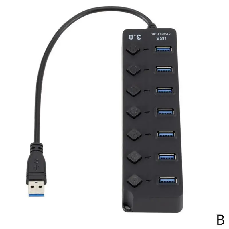 Usb-хаб 3,0 4/7 порт концентратор 5 Гбит/с Высокоскоростной USB 3,0 концентратор Разветвитель переключатель адаптер питания для MacBook ноутбук ПК - Цвет: B
