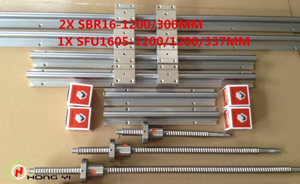

2pcs SBR16 L = 1200/300MM Linear Guides +2 SFU/RM1605 ballscrew L-1200MM+1 SFU1605 L-337MM+ 3 ball screw ballnut