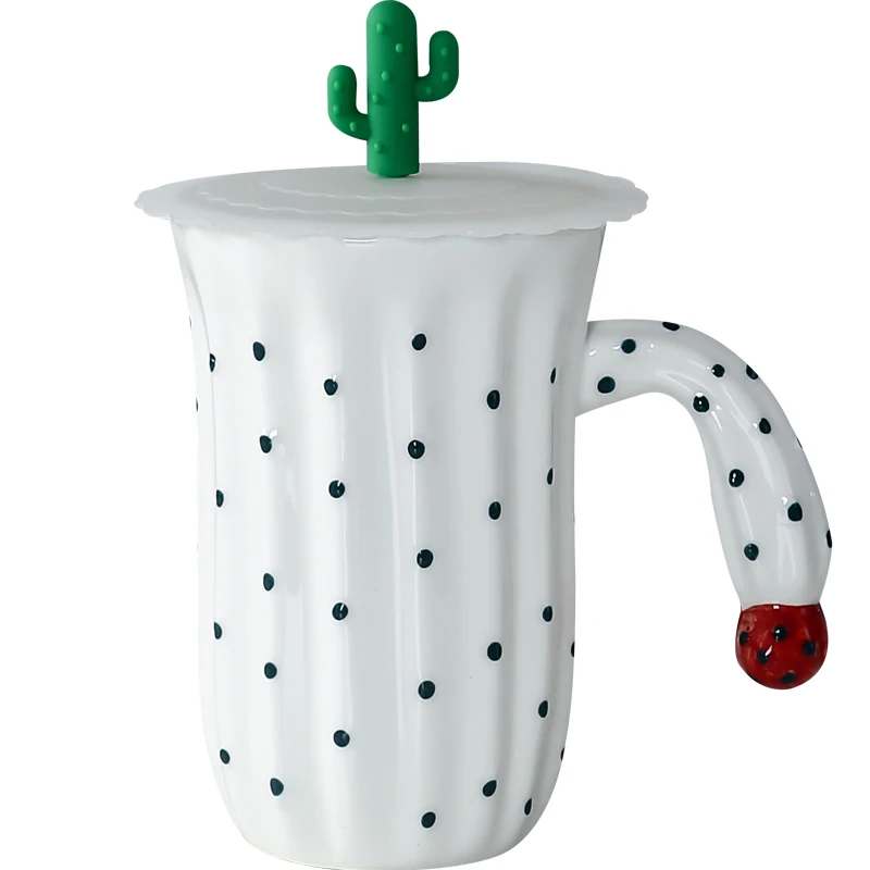 Quail 5 inches Cactus Large Capacity Ceramic Coffee Cup Nordic Simple Breakfast Couple With Lid | Дом и сад