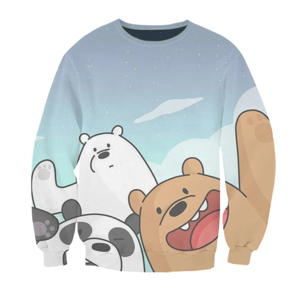 

Simple Women Hoodie womens Couple sweatshirt Cartoon harajuku sweatshirts 3D bare bears Cartoon Custom clothes long sleeve loose