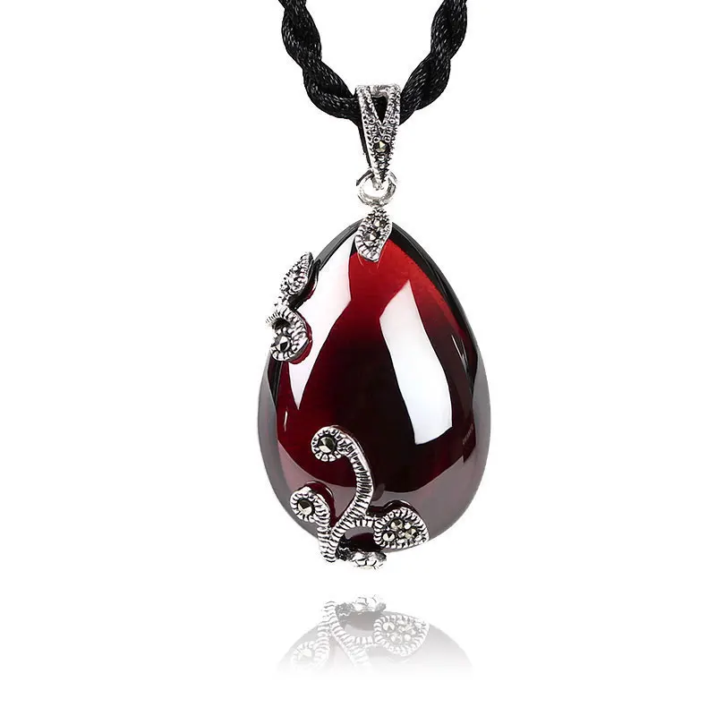Женское Ожерелье подвеска из серебра 925 пробы с красным камнем|sterling pendant|pendant
