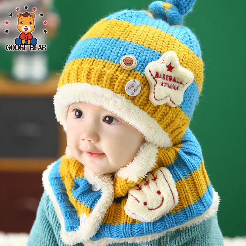 

Baby Girls Winter Crochet Coif Hat Scarves Boys Girls Warm Scarf Hat Kids Thick Earflap Hood Cap Toddler Infant Christmas hats