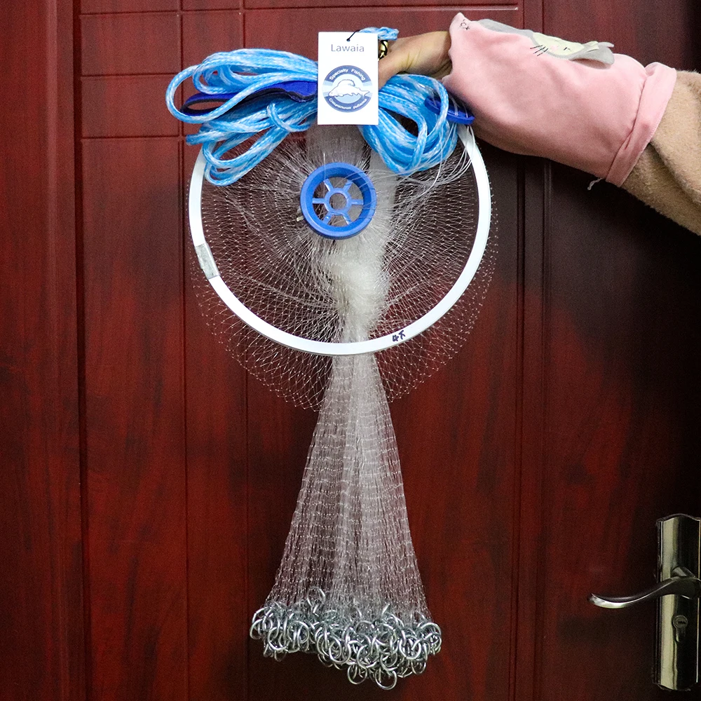 Hand fish Casting Net World Fishing Network Mesh 1*1cm Iron Pendant Cast Net American Style Fly Fishing Net Sports Hand Throw