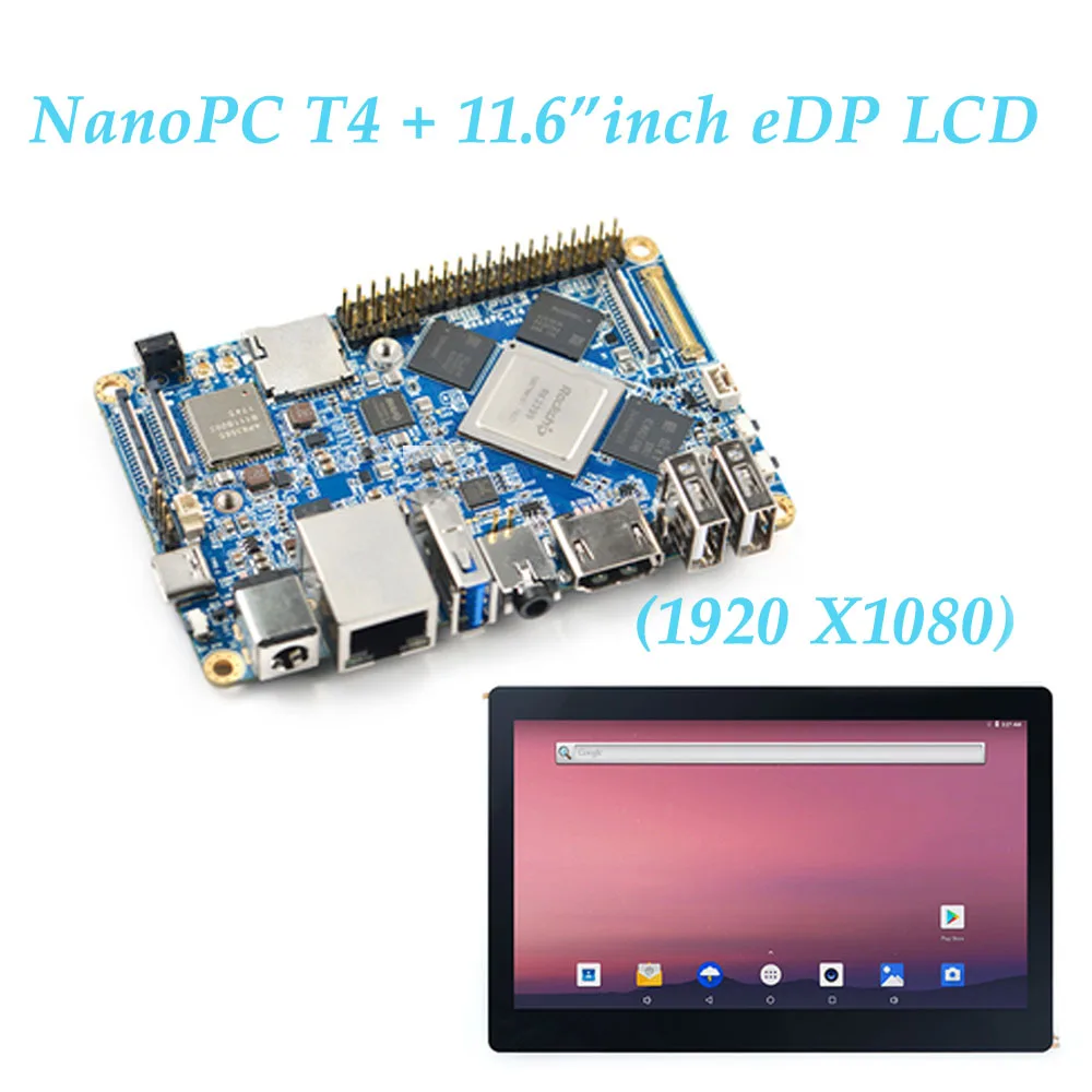 NanoPC-T4 Rockchip RK3399 Cortex-A72 Cortex-A53 VR AI OpenCV TensorFlow MIPI Dual band wifi M.2PC EC20 4G 16GB EMMC - Цвет: Kit E