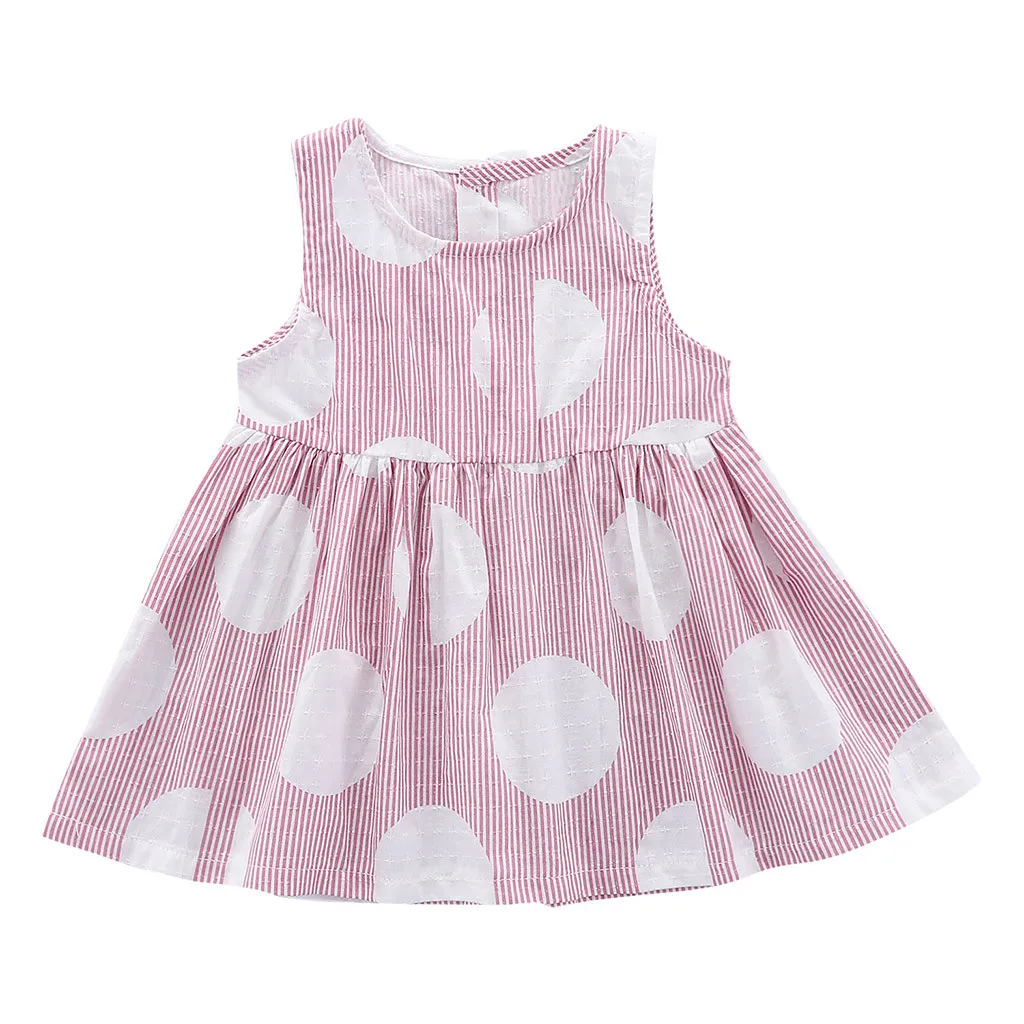 

Stylish personality striped dot vest dress cute and comfortable Girl Sleeveless Striped Printed Party Princess Dress Clothes F4