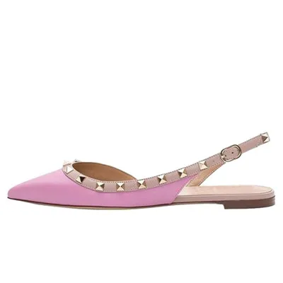 Mcacchi/новые женские туфли-лодочки; пикантные женские туфли на высоком каблуке с острым носком и заклепками; Модные женские босоножки с пряжкой и шипами; женская свадебная обувь - Цвет: Pink