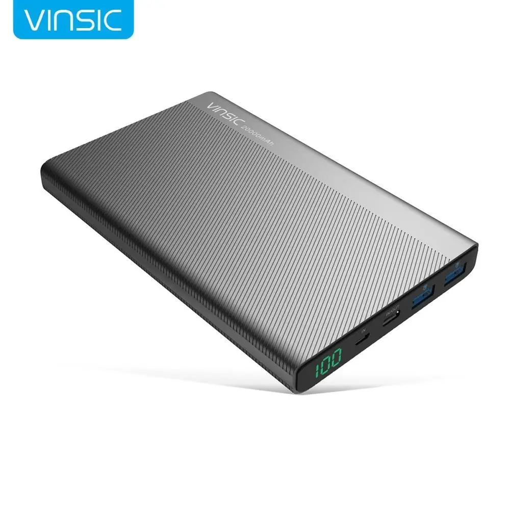 Vinsic 20000 мАч power Bank Dual type-C светодиодный дисплей внешний аккумулятор зарядное устройство портативный блок питания повербанк для Xiaomi - Цвет: powerbank