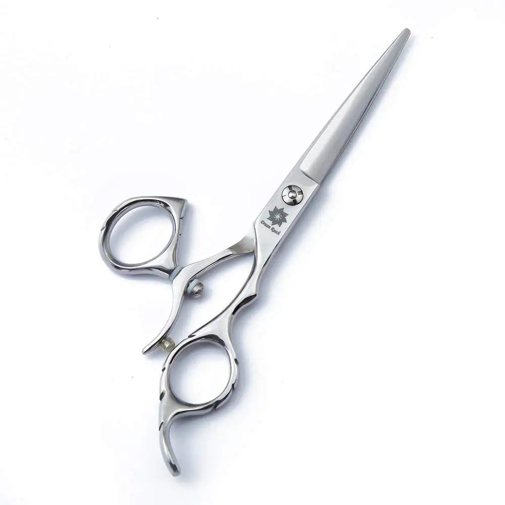 Anel de Polegar Corte em Linha Japonês Inoxidável Giro Profissional Barbeiro Navalha Borda Cabeleireiro Reta Tesouras 440c 6.0 360 4 Cheap Tesouras de cabelo